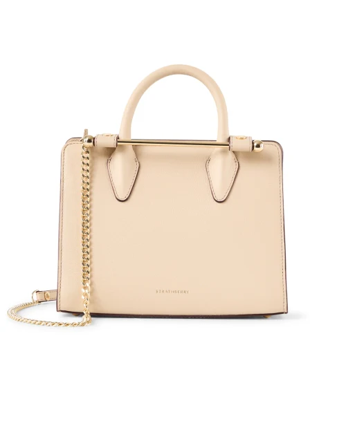 Mini Cream Leather Tote Handbag