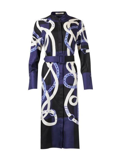 Cambridge Navy Print Silk Dress