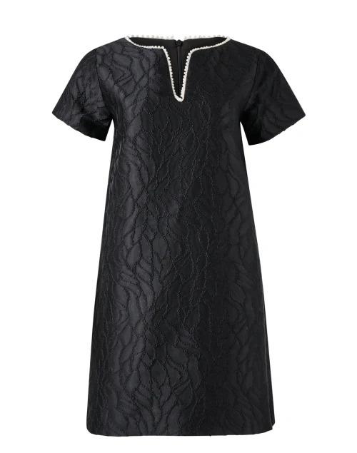 Lulu Black Satin Jacquard Dress