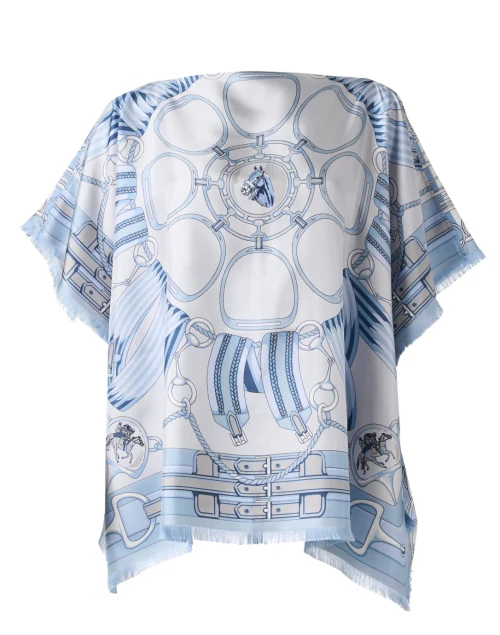 Blue Silk Print Top
