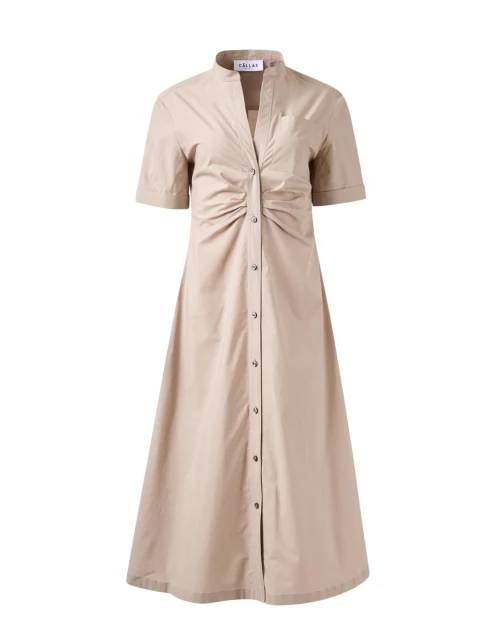 Noor Beige Cotton Shirt Dress