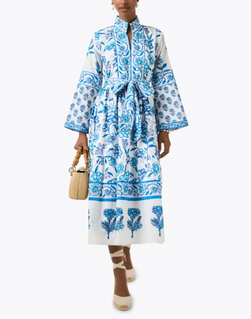 Liza White and Blue Print Dress