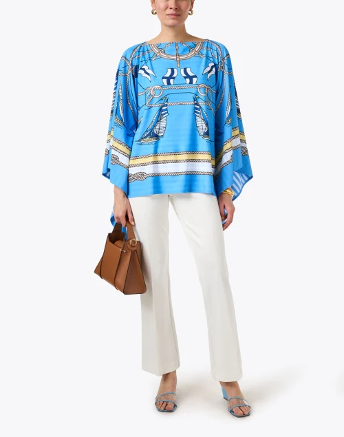 Bijou Blue Regatta Print Poncho