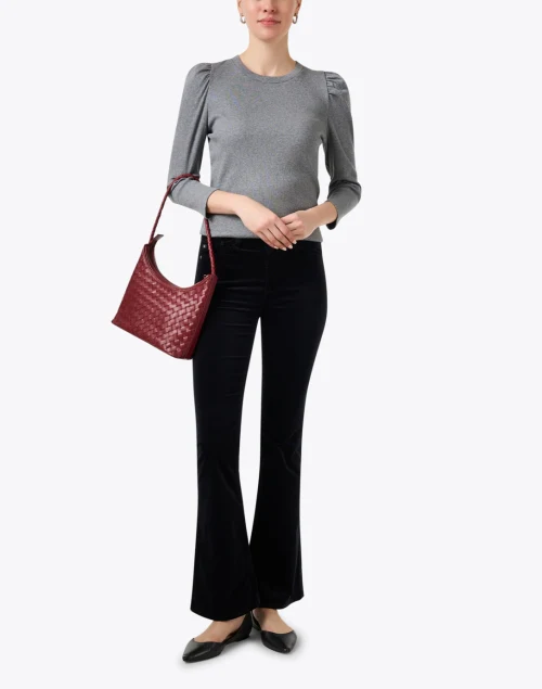 Britney Grey Cotton Puff Sleeve Top