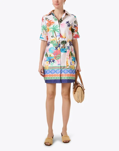 Hester White Multi Print Cotton Shirt Dress