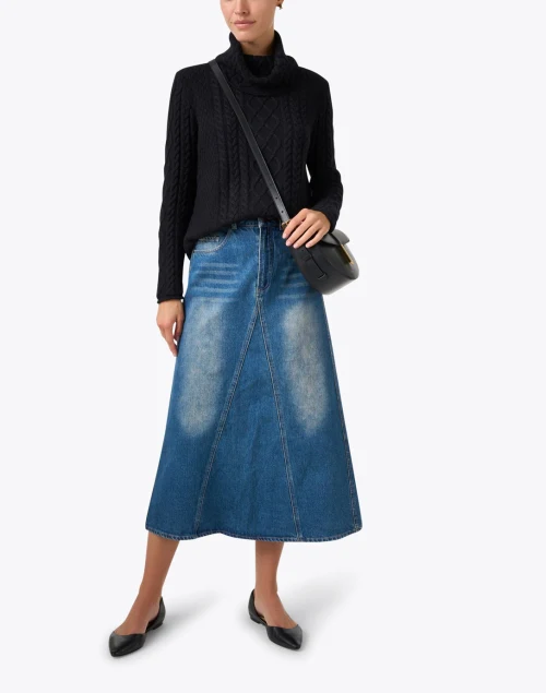 Geneva Black Cotton Cashmere Sweater