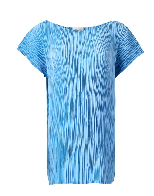 Blue Plisse Satin Blouse