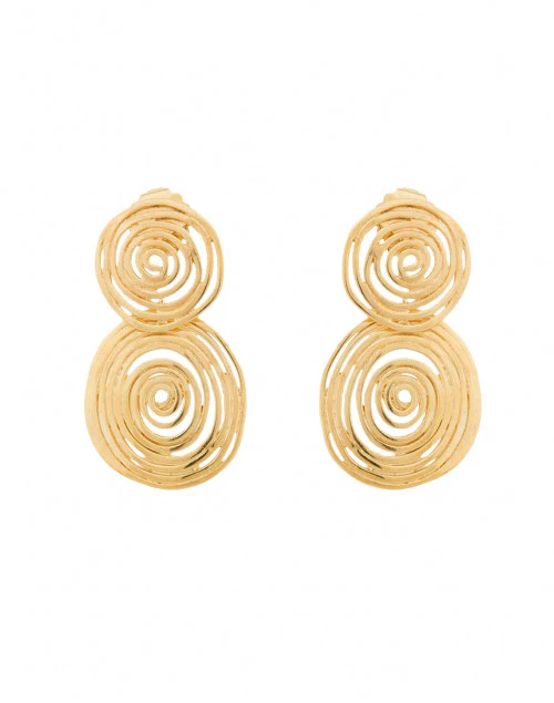 Gold Wave Swirl Small Circle Earrings