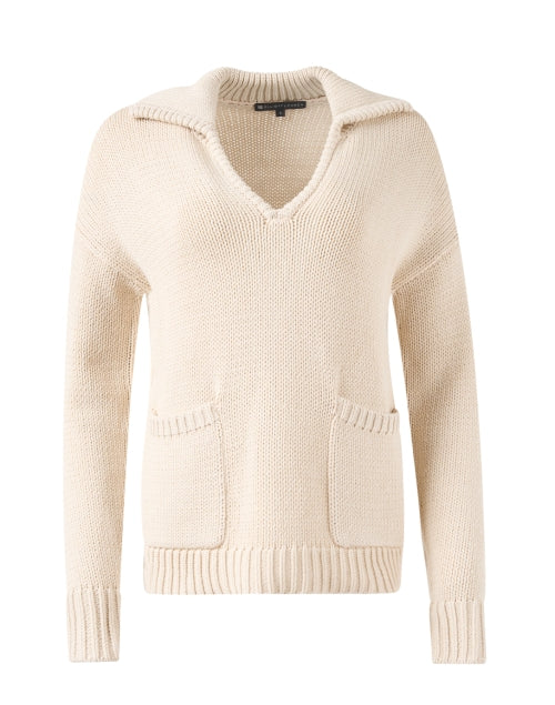 Cream Cotton Wool Polo Sweater