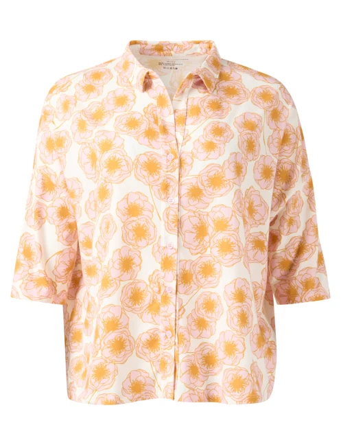 Orange and Pink Floral Print Shirt