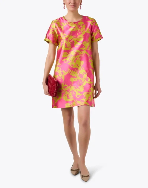 Shawn Pink and Green Jacquard Shift Dress