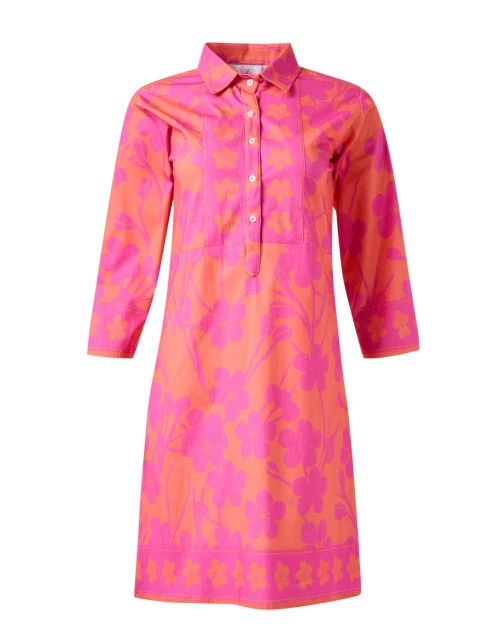 Pink and Orange Floral Shirt Dress