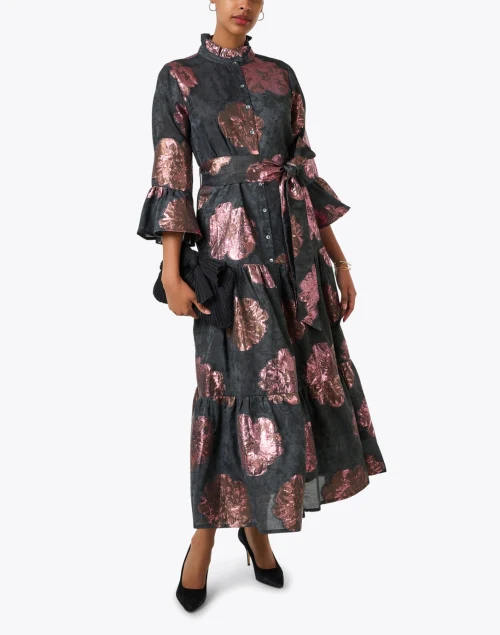 Black Floral Jacquard Dress