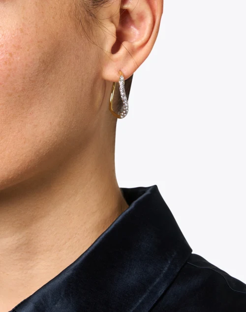 Gold and Crystal Pave Hoop Earrings