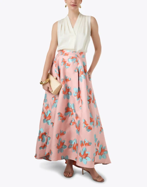 Olivia Pink Floral Jacquard Skirt