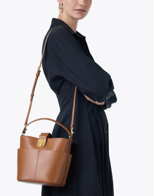 Small Crest Tan Leather Bag