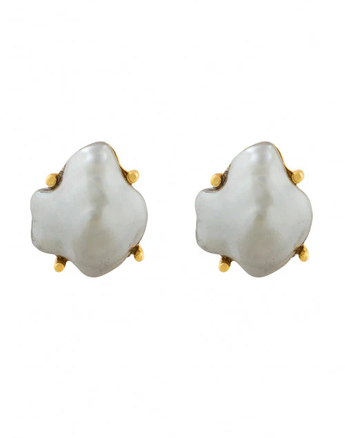 Grey Faux Pearl Clip Earrings