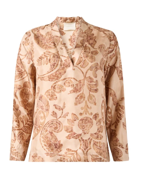 Ambroise Beige Paisley Silk Blouse