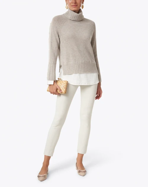 Jolie Light Beige Wool Cashmere Layered Turtleneck