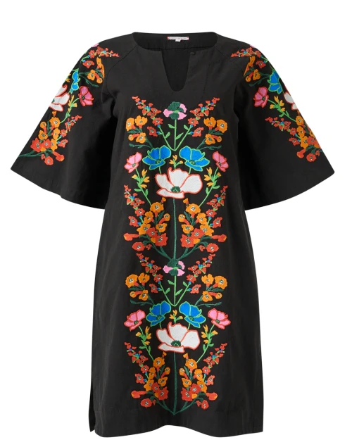 Charming Black Embroidered Mini Kaftan