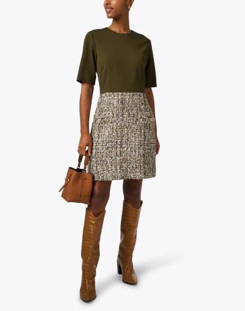Olive Green Tweed Dress