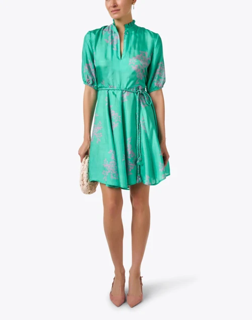 Gaia Green Print Silk Dress
