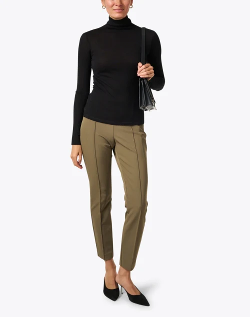 Black Cotton Jersey Turtleneck Top