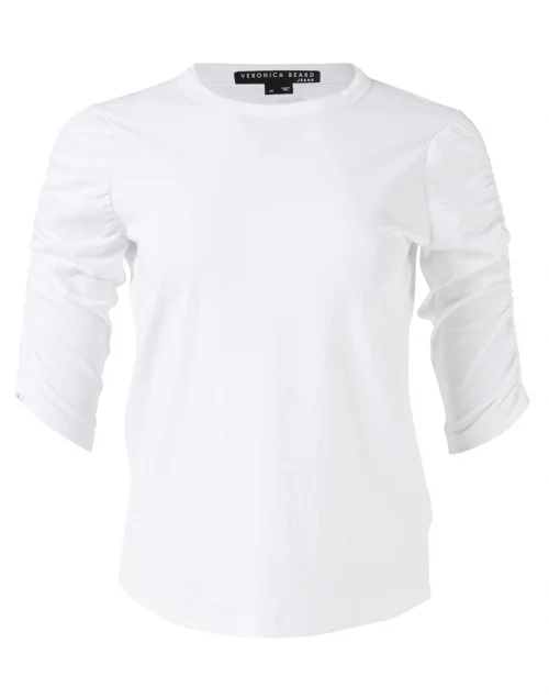 Waldorf White Ruched Pima Cotton Tee