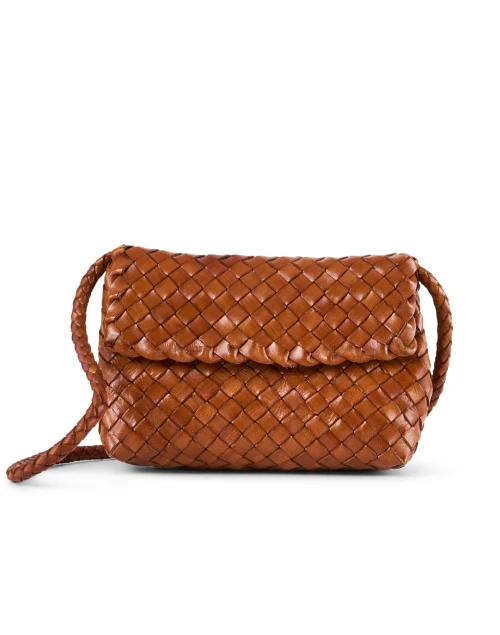 Vinnie Brown Woven Leather Crossbody Bag