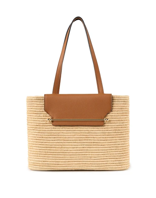 The Medium Strathberry Tan Leather and Raffia Basket Bag