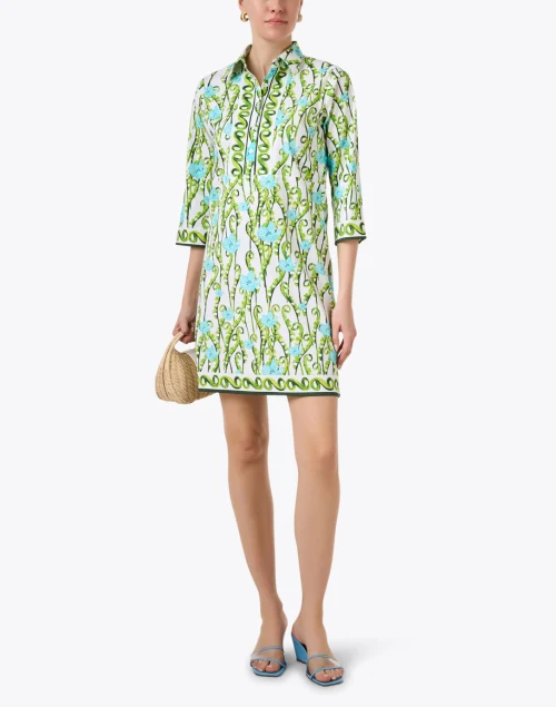 Blue and Green Floral Shirt Dress