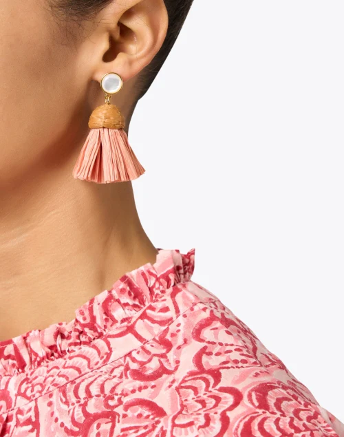 Rose Raffia Tassel Drop Earrings