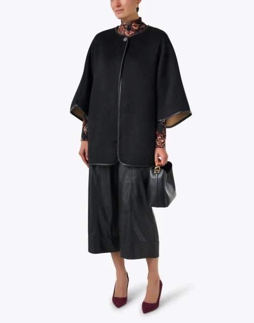 Bela Black Wool Blend Poncho