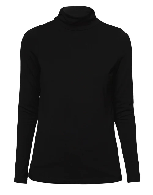 Black Cotton Ruched Mock Neck Top