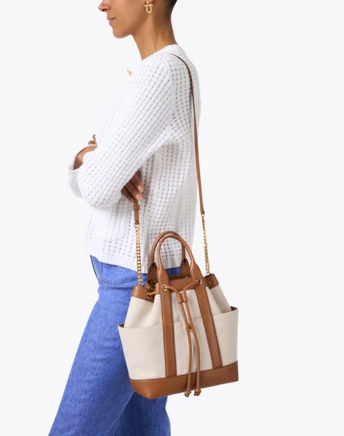 Goody Tan Canvas and Leather Bag