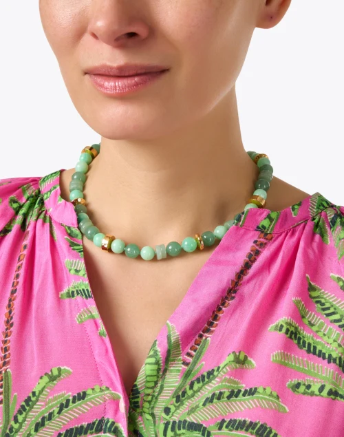 Gold and Green Stone Necklace