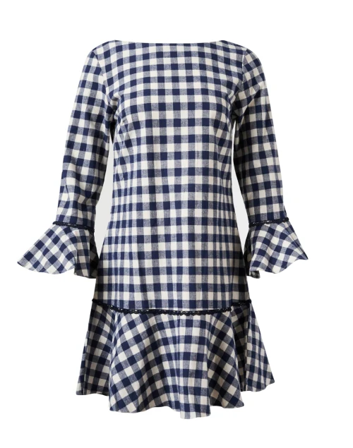 Navy Gingham Cotton Dress