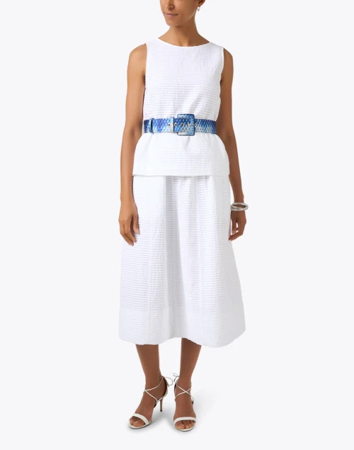 White Textured Cotton Skirt