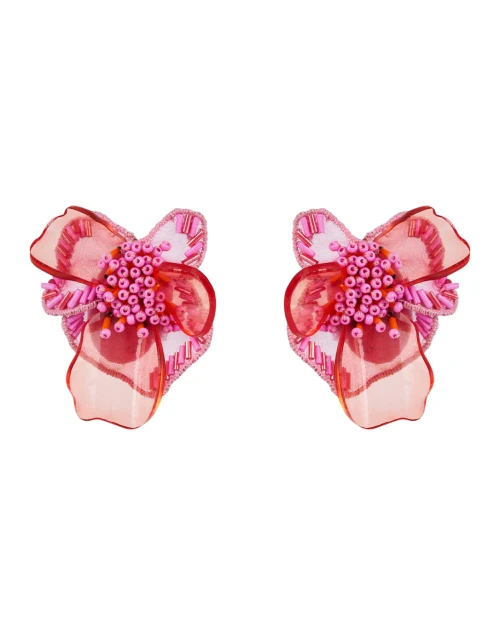 Odette Coral Flower Stud Earrings