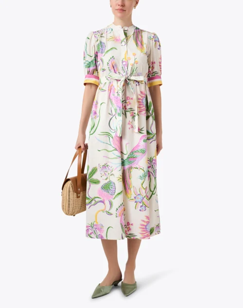 Daffodil White Multi Floral Print Cotton Dress