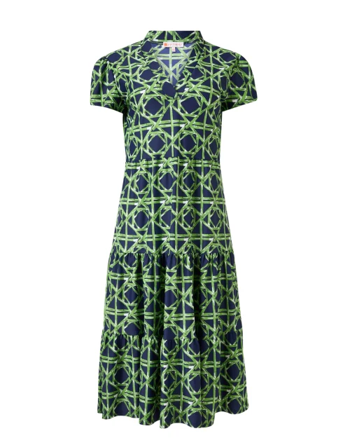 Libby Navy Rattan Print Tiered Dress