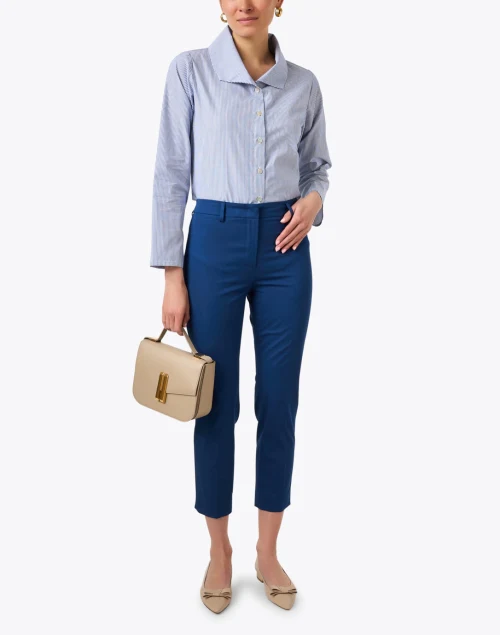Blue and White Striped Cotton Shirt