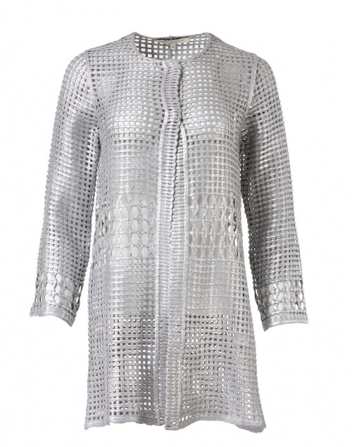 Silver Metallic Cotton Lace Jacket