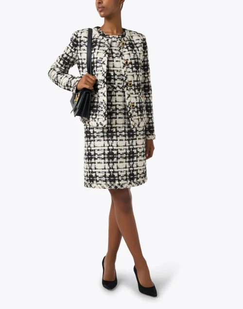 Black and White Plaid Tweed Jacket