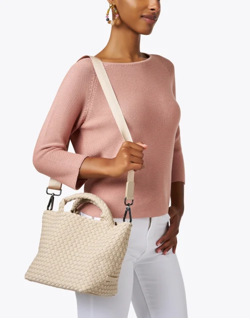 St. Barths Small Solid Ecru Woven Handbag