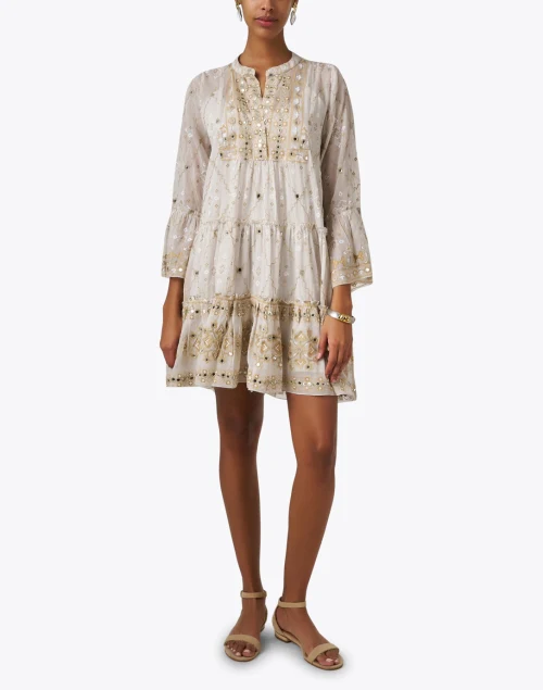 Beige Mosaic Print Dress
