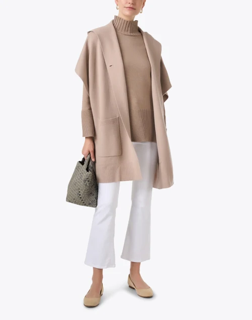 Taupe Wool Cashmere Poncho