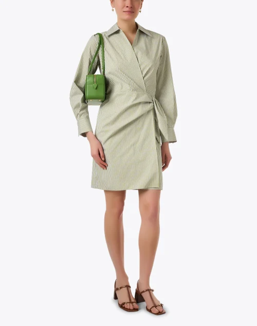 Furrow Green Striped Cotton Wrap Dress