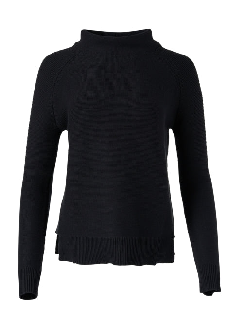 Black Garter Stitch Cotton Sweater