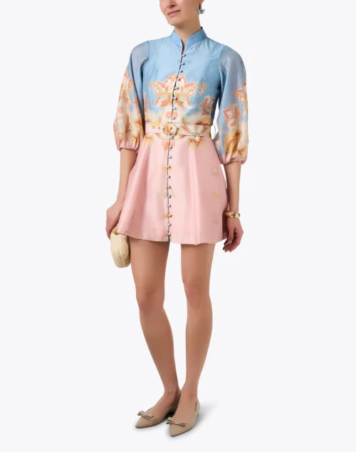 Valencia Pink and Blue Print Dress